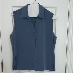 Petite Sophisticate Sleeveless Slate Blouse